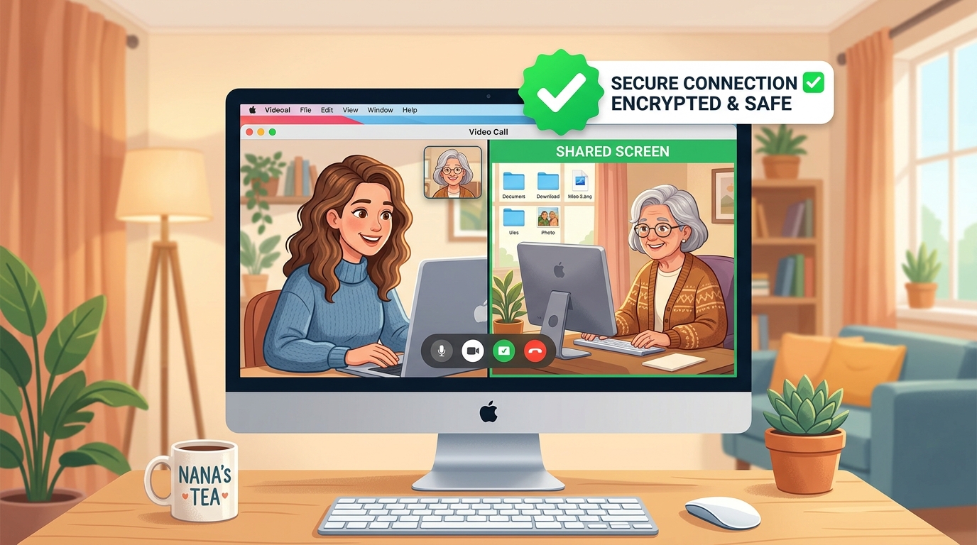 Remote screen sharing between family members